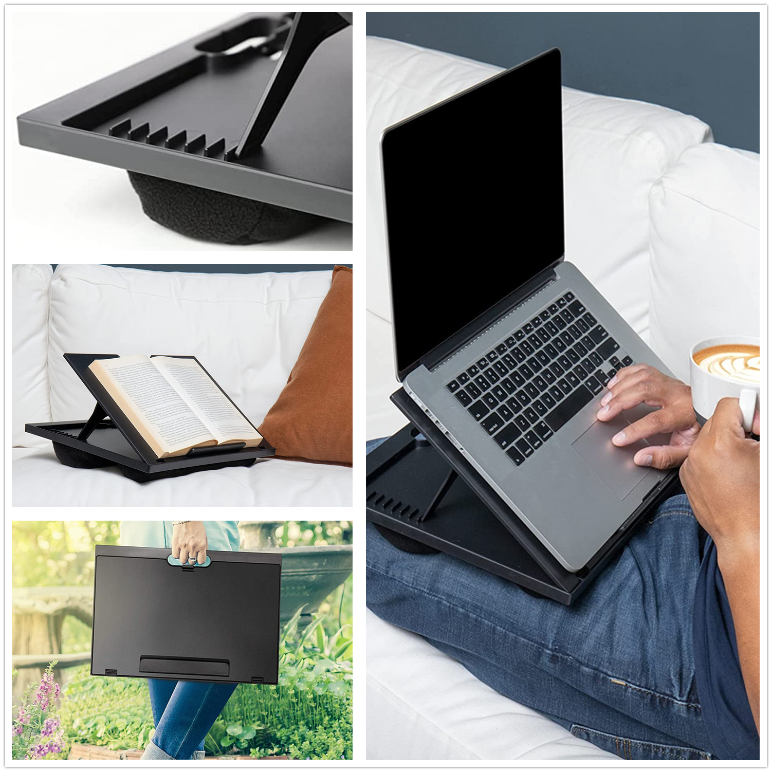 笔记本膝上桌子懒人折叠床上黑色支架办公室桌面电脑增高台写字板